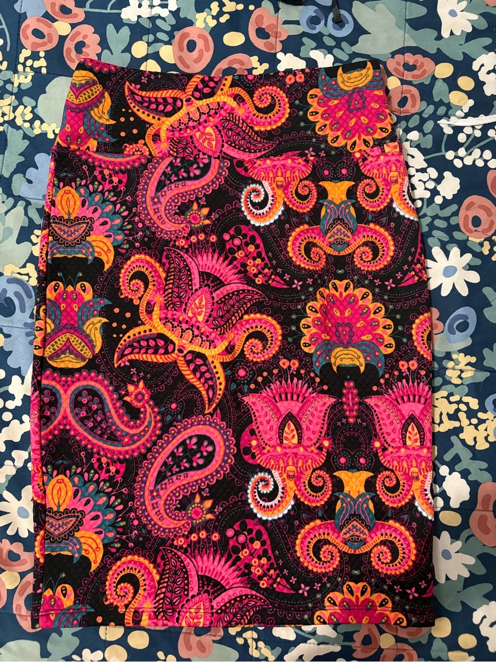 Women’s Skirt with Vivid Pink & Orange Paisley Print